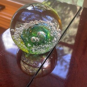Stunning Evolution by Waterford Cosmic Waters signed paperweight, mouth-blown